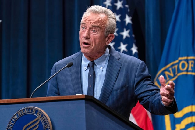Health and Human Services Secretary Robert F. Kennedy Jr. speaks during a news conference on the Autism report by the CDC at the Hubert Humphrey Building Auditorium in Washington, Wednesday, April 16, 2025.