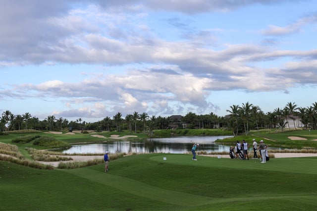 PUNTA CANA, DOMINICAN REPUBLIC - APRIL 17: A general view of the is seen as Russell Knox of Scotland plays his shot from the 11th tee during the first round of the Corales Puntacana Championship 2025 at Puntacana Resort &amp; Club, Corales Golf Course on April 17, 2025 in Punta Cana, Dominican Republic. (Photo by Bryan M. Bennett/Getty Images)