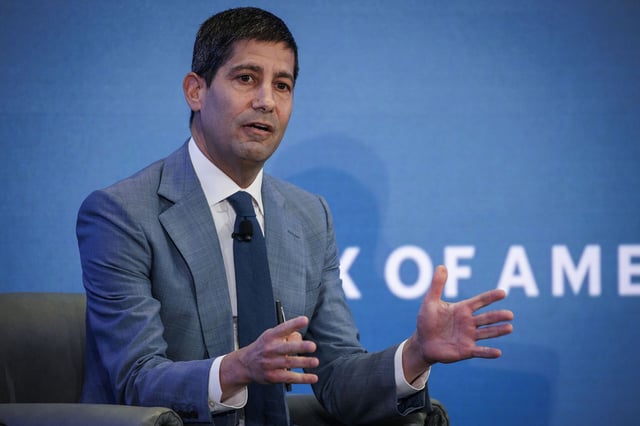 Kevin Warsh, former governor of the US Federal Reserve, during The Semafor World Economy Summit in Washington, DC, on April 18, 2024.