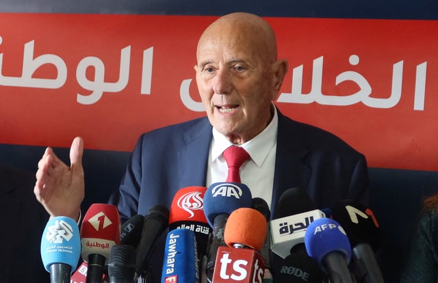 Ahmed Nejib Chebbi, head of the National Salvation Front, speaks during a news conference in Tunis, Tunisia February 15, 2023. REUTERS/Jihed Abidellaoui/File Photo