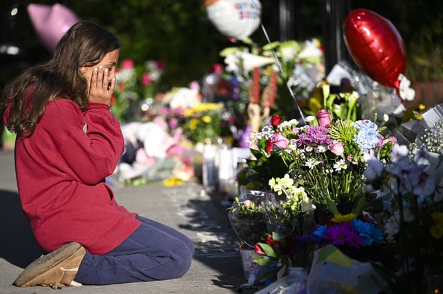 Student honors the deceased and injured students near the scene of a shooting at the Florida State University student center on April 18, 2025 in Tallahassee, Florida.