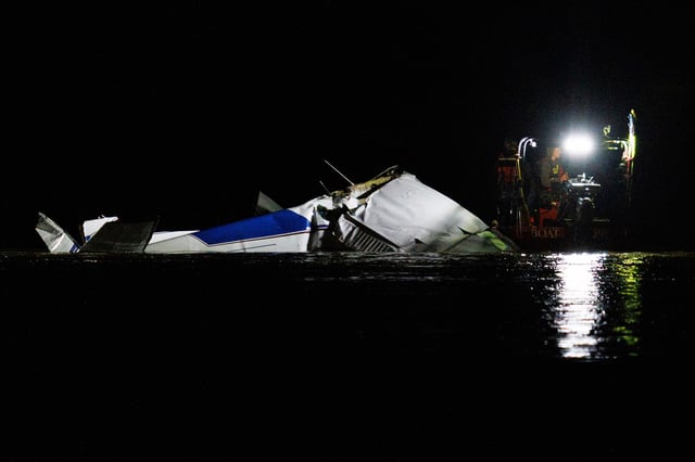 Emergency crews respond after a plane crashed into the Platte River killing several people Friday, April 18, 2025, in Fremont, Nebraska.