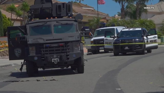 An image showing the scene where Chula Vista Police Officers shot and killed a man early Saturday morning, after he failed to comply with their demands to drop his weapons, according to authorities.