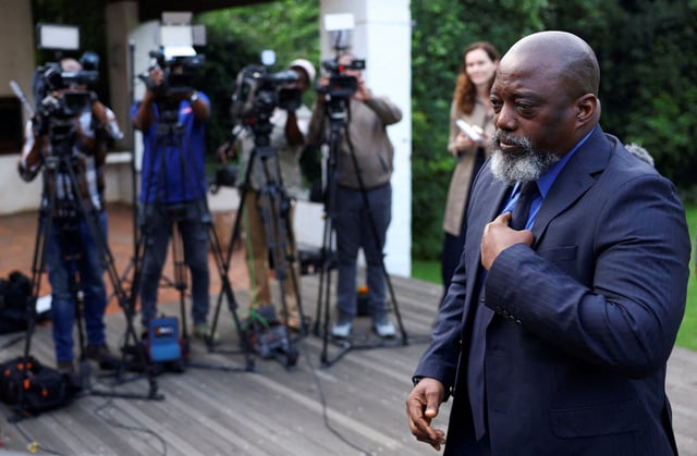 Democratic Republic of Congo's former President Joseph Kabila leaves after briefing memebrs of the media, following talks with South Africa's former President Thabo Mbeki at the Thabo Mbeki Foundation in Johannesburg, South Africa, March 18, 2025. REUTERS/Siphiwe Sibeko/File Photo