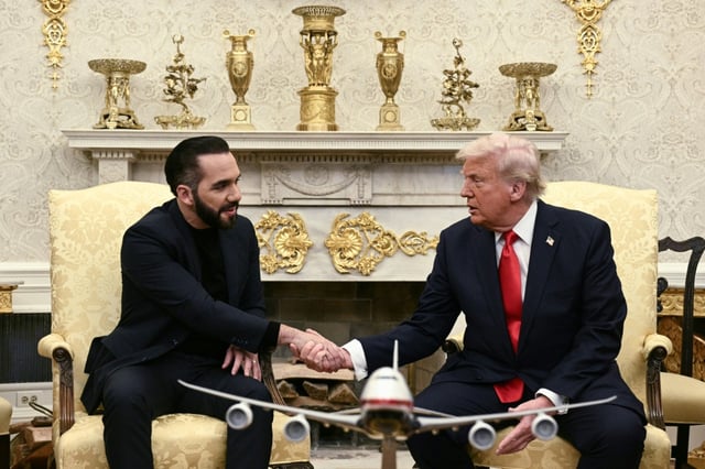 Nayib Bukele (L) is a key player in Donald Trump's deportations policy