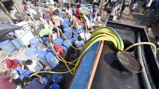 Water supply through a tanker in 2024. (HT Archive)