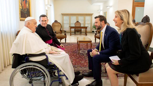 Pope Francis meets with US Vice President JD Vance on Easter Sunday at the Vatican, April 20.