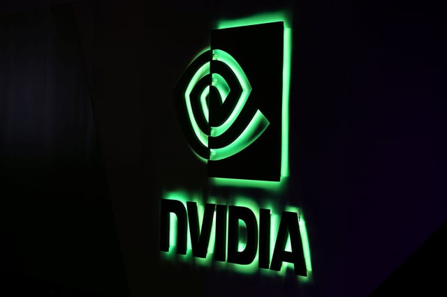 A NVIDIA logo is shown at SIGGRAPH 2017 in Los Angeles, California, U.S. July 31, 2017.  REUTERS/Mike Blake