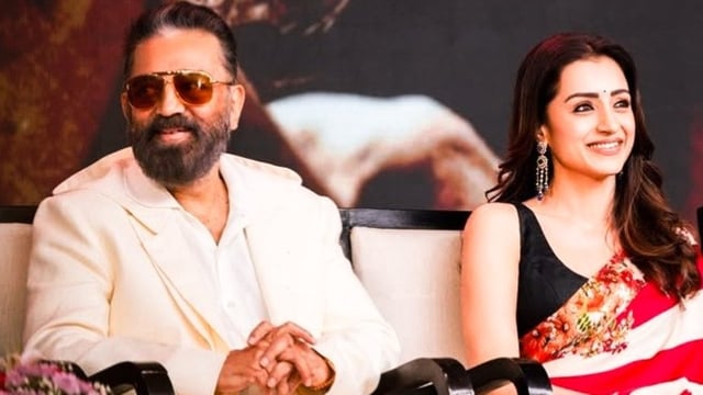 Kamal Haasan and Trisha Krishnan are promoting their upcoming film Thug Life together.