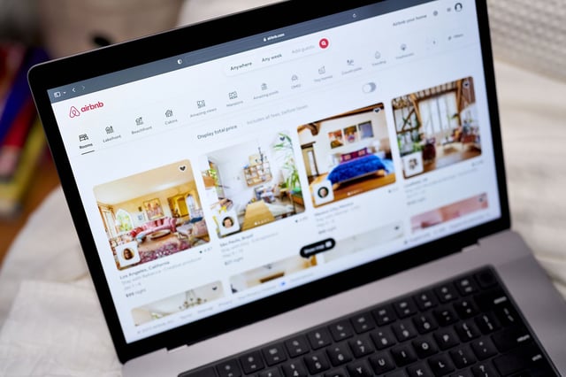 The Airbnb website on a laptop computer arranged in the Brooklyn Borough of New York, US, on Thursday, May 4, 2023.