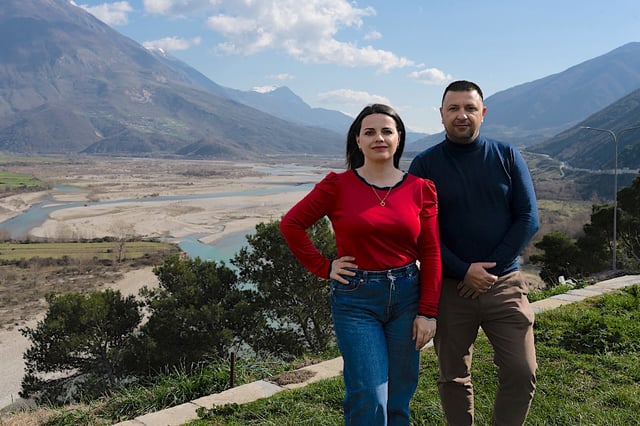 2025 Goldman Prize winners Besjana Guri and Olsi Nika. Image courtesy of Goldman Environmental Prize.