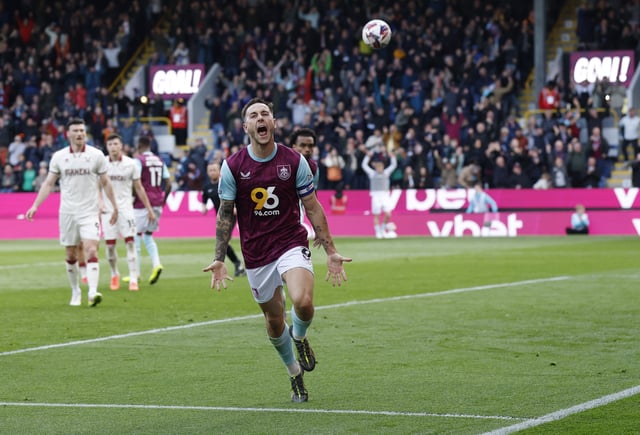 Soccer Football - Championship - Burnley v Sheffield United - Turf Moor, Burnley, Britain - April 21, 2025 Burnley's Josh Brownhill celebrates scoring their second goal Action Images/Jason Cairnduff