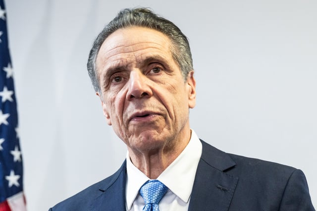 Former Governor and mayoral candidate Andrew Cuomo at Democratic Party Queens County Headquarters in Forest Hills, N.Y., on March 30, 2025.