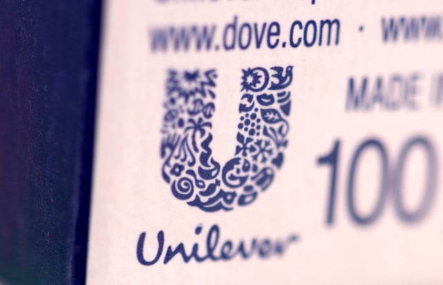 Unilever logo is pictured on a Dove soap box in this illustration taken on January 17, 2022. REUTERS/Dado Ruvic/Illustration/File Photo