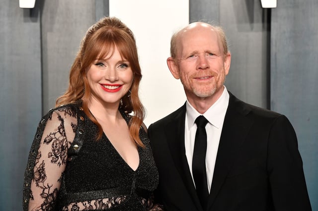 (From left) Bryce Dallas Howard and Ron Howard at the 2020 Vanity Fair Oscar Party in Beverly Hills.