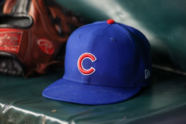 ATLANTA, GEORGIA - MAY 14: A detailed view of a Chicago Cubs hat in the dugout against the Atlanta Braves in the seventh inning at Truist Park on May 14, 2024 in Atlanta, Georgia.