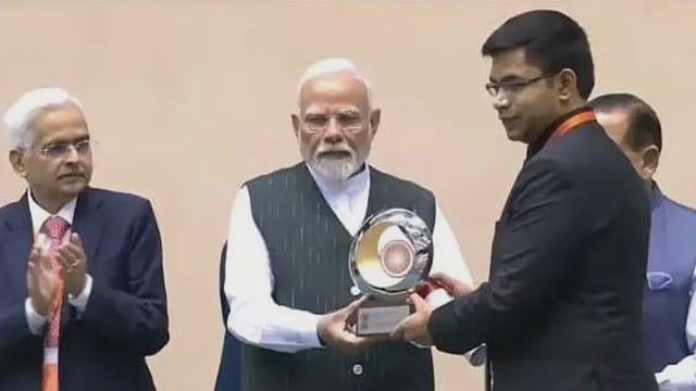 Koraput Collector V Keerthi Vasan, received the Prime Minister’s Award for Excellence in Public Administration. Photo | X