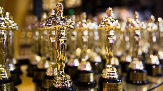 Oscar golden award in a souvenir store on Hollywood Boulevard.