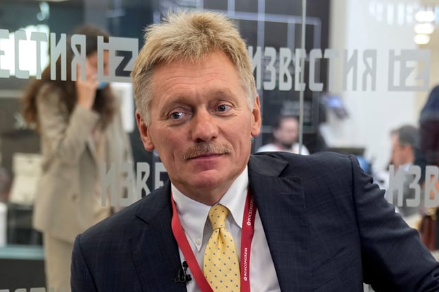 Kremlin spokesman Dmitry Peskov prepares for an interview with Russian TV channel "Izvestia" on the sidelines of the Eastern Economic Forum in Vladivostok, Russia, September 2, 2021. Alexander Zemlianichenko/Pool via REUTERS/File Photo