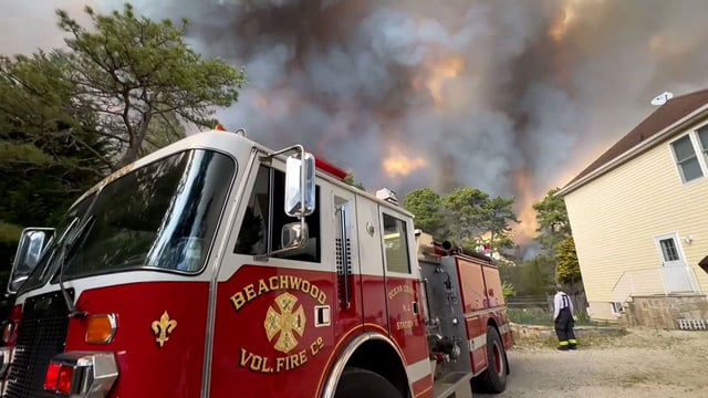 Video shared by the Beachwood Vol. Fire Department shows a sky filled with smoke over a residential neighborhood on Tuesday, April 22.