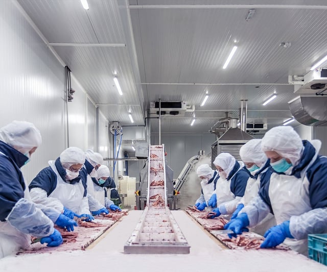 Plantilla de Profand en la factoría de Cefrico, en Vilagarcía de Arousa.