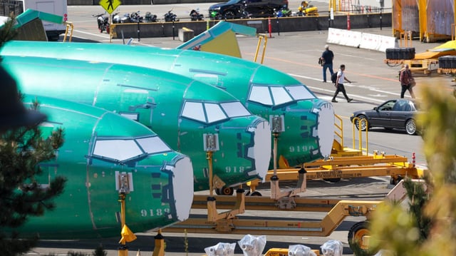 Boeing 737-Flugzeugrümpfe stehen im Boeing-Werk in Renton im US-Bundesstaat Washington