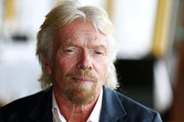 Richard Branson continued his recriminations of President Donald Trump&#39;s tariff policy during a press event for his airline Virgin Atlantic at London&#39;s Heathrow Airport.