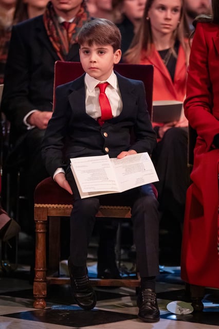 Prince Louis attends Together At Christmas carol service at Westminster Abbey on Dec. 6, 2024, in London.
