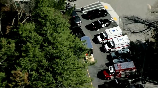 First responders on scene at the Purgatory Chasm State Reservation in Sutton, Massachusetts, on April 23, 2025.
