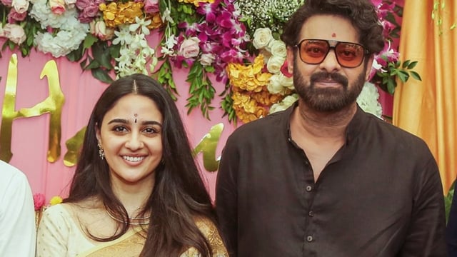 Imanvi and Prabhas at the launch of their film with Hanu Raghavapudi.