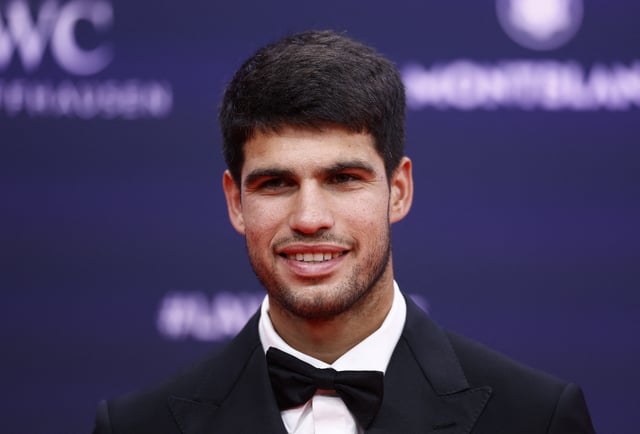 Laureus World Sports Awards - Palacio de Cibeles, Madrid, Spain  - April 21, 2025 Spanish Tennis player Carlos Alcaraz arrives ahead of the awards ceremony REUTERS/Juan Medina