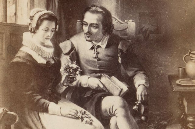 William Shakespeare and Anne Hathaway depicted together in a nineteenth century painting.