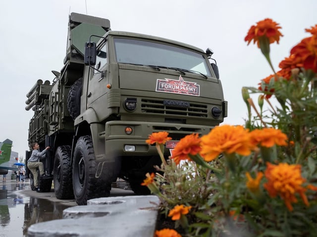 Russian air defenses were seen struggling to down an aircraft-like drone over Yelabuga on Wednesday.