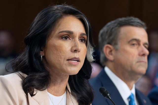 Director of National Intelligence Tulsi Gabbard says “Politicization of our intelligence and leaking classified information puts our nation’s security at risk and must end. Those who leak classified information will be found and held accountable to the fullest extent of the law.” (AP/J. Scott Applewhite)