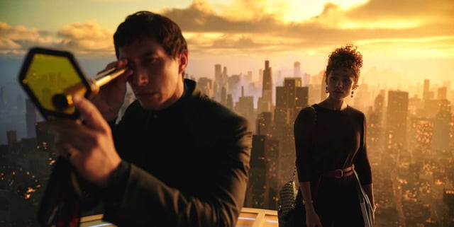 Adam Driver, left, and Nathalie Emmanuel in director Francis Ford Coppola’s “Megalopolis,” which is being adapted into a graphic novel.