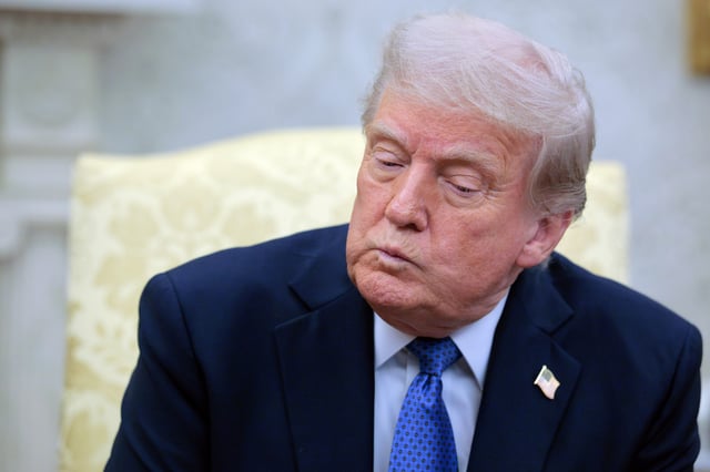 U.S. President Donald Trump talks to reporters during a meeting with Norway&#39;s Prime Minister Jonas Gahr Store in the Oval Office at the White House on April 24, 2025 in Washington, DC. The leaders are expected to discuss security, trade, NATO and the war in Ukraine.