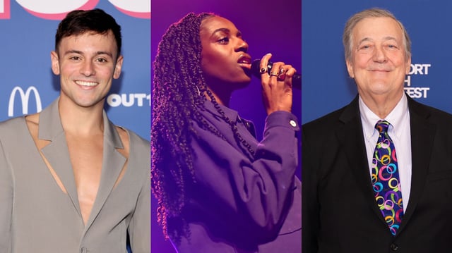 Tom Daley, Cat Burns, and Stephen Fry are among the reported cast list for the UK Celebrity Traitors series (Amy Sussman/Getty Images, Simon Ackerman/WireImage, and C Brandon/Redferns)