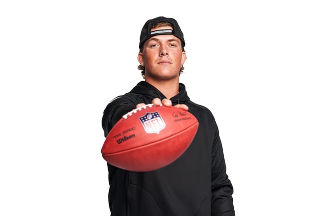 Quarterback Jaxson Dart of Mississippi during the NFL Scouting Combine at the Indiana Convention Center on February 27, 2025 in Indianapolis, Indiana.