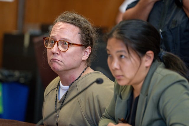 Ryan Hemphill, from left, appears in Manhattan criminal court for his arraignment on sexual assault charges, in New York, on April 24, 2025. 