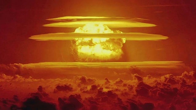 The Castle Bravo nuclear test, the detonation of the most powerful thermonuclear device ever tested by the United States.