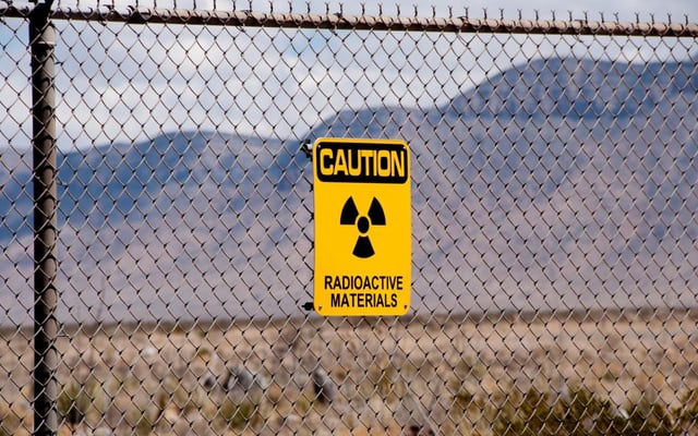 Warning signs about radioactive materials  erected at White Sands Missile Range following the detonation of the world&#39;s first atomic bomb in Socorro, New Mexico,
