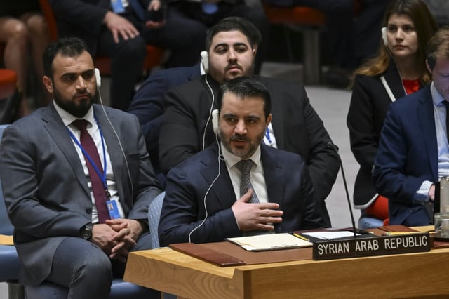 Syrian Foreign Minister Asaad al-Shaibani attended a UN Security Council meeting on Syria after raising his country's new flag at UN headquarters in New York