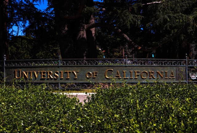 The entrance to the UC Berkeley campus from Oxford Street is shown in 2024.