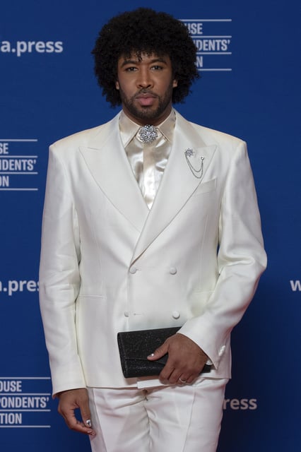 President of the White House Correspondents' Association Eugene Daniels poses for photographers as he arrives at the annual White House Correspondents' Association Dinner in Washington, Saturday, April 26, 2025. (AP Photo/Jose Luis Magana)