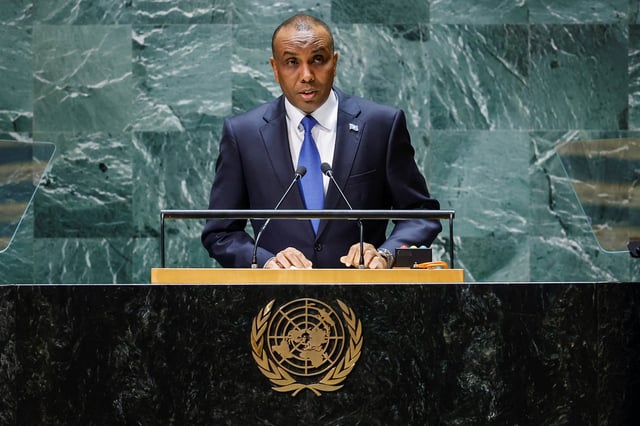 Somalia's Prime Minister Hamza Abdi Barre addresses the 78th Session of the U.N. General Assembly in New York City, U.S., September 23, 2023.  REUTERS/Eduardo Munoz/File Photo