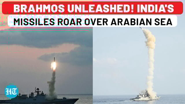 The Indian Navy has unleashed a stunning show of force, firing multiple BrahMos anti-ship missiles in the Arabian Sea