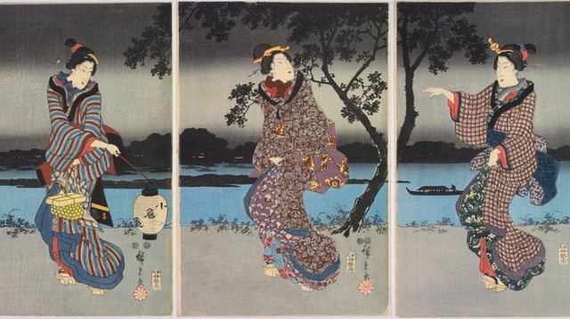Cherry Blossoms on a Moonless Night along the Sumida River, 1847-8, by Utagawa Hiroshige