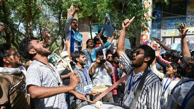 ABVP’s Vaibhav Meena became the joint secretary after receiving 1,518 votes. (ANI photo)