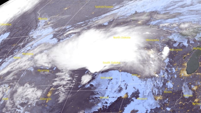 Severe weather system located over the Midwest as of 07:40 (UTC) on April 28, 2025,