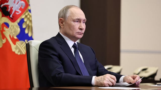 Le président russe Vladimir Poutine, près de Moscou, Russie, le 26 avril 2025